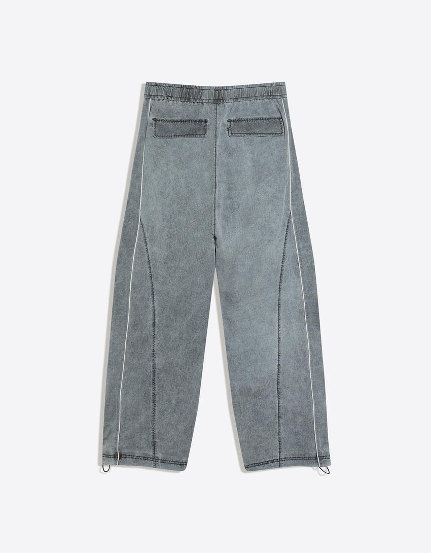 Super baggy technical trousers-Grey