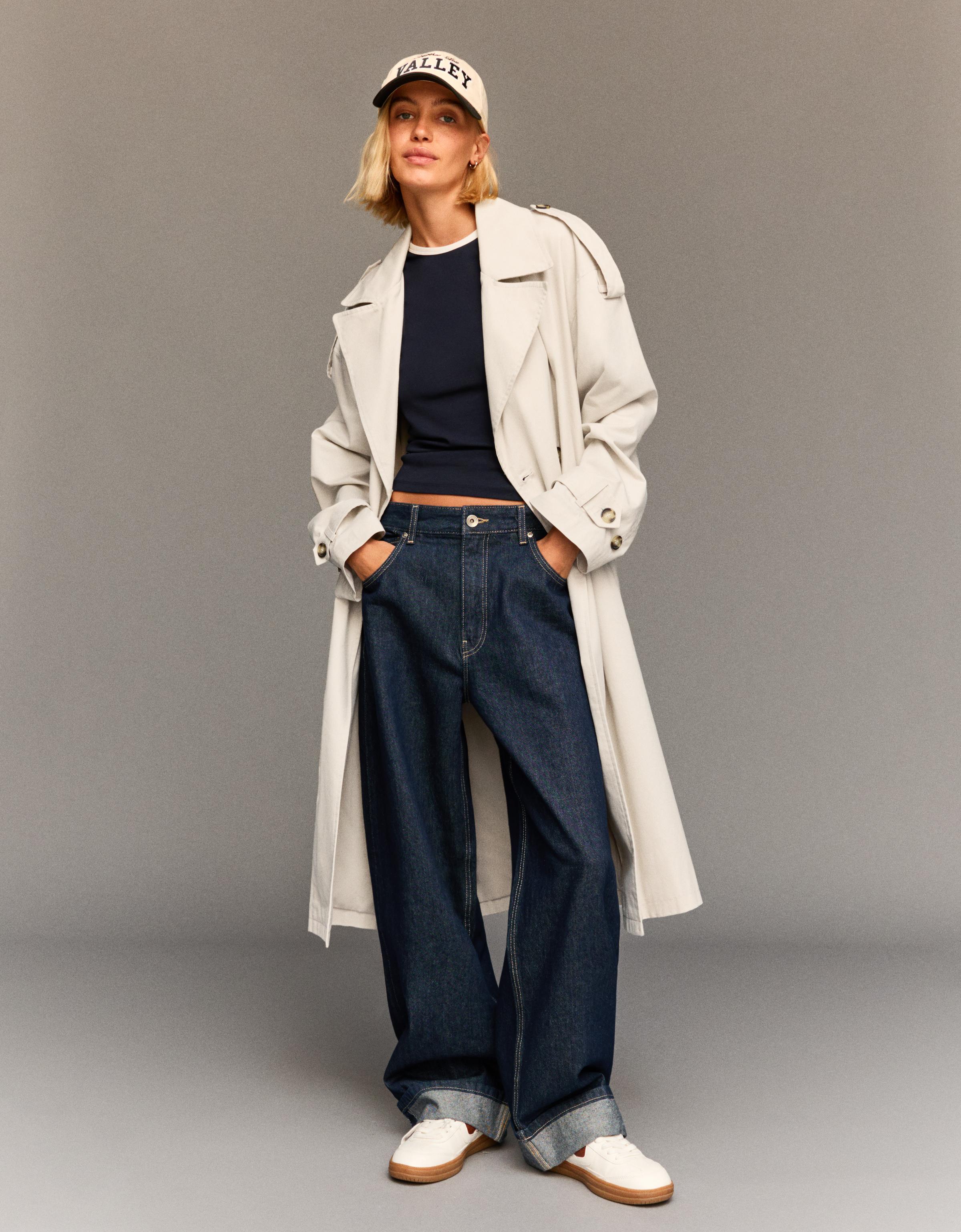 Bershka Trenchcoat Damen S Steinfarbe