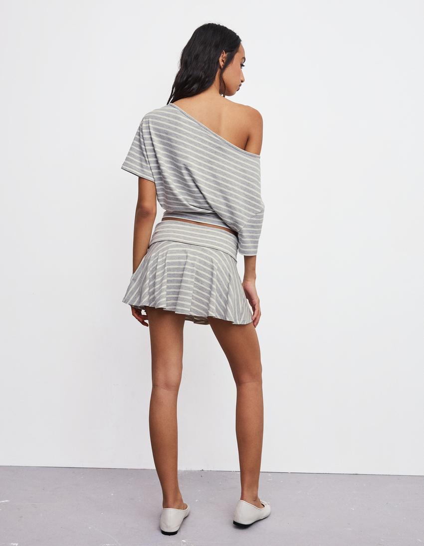 Mini skirt with double-layered waist-Off white
