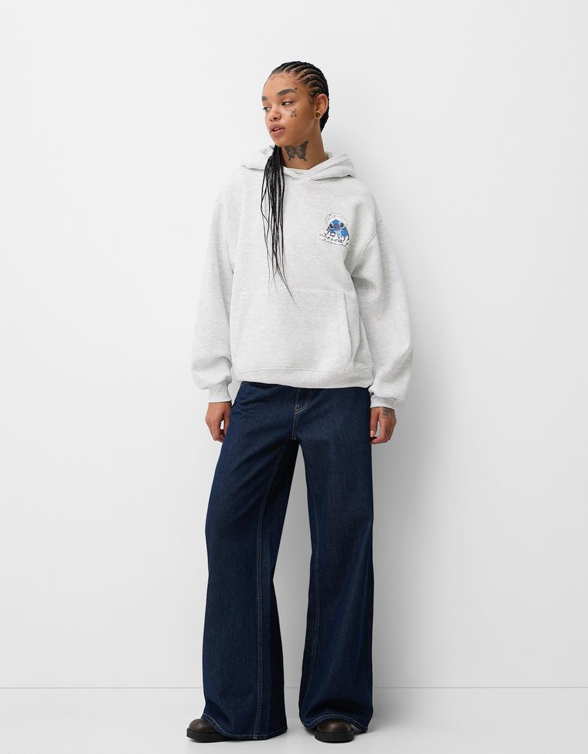 Sudadera Lilo & Stitch capucha print-Gris-3
