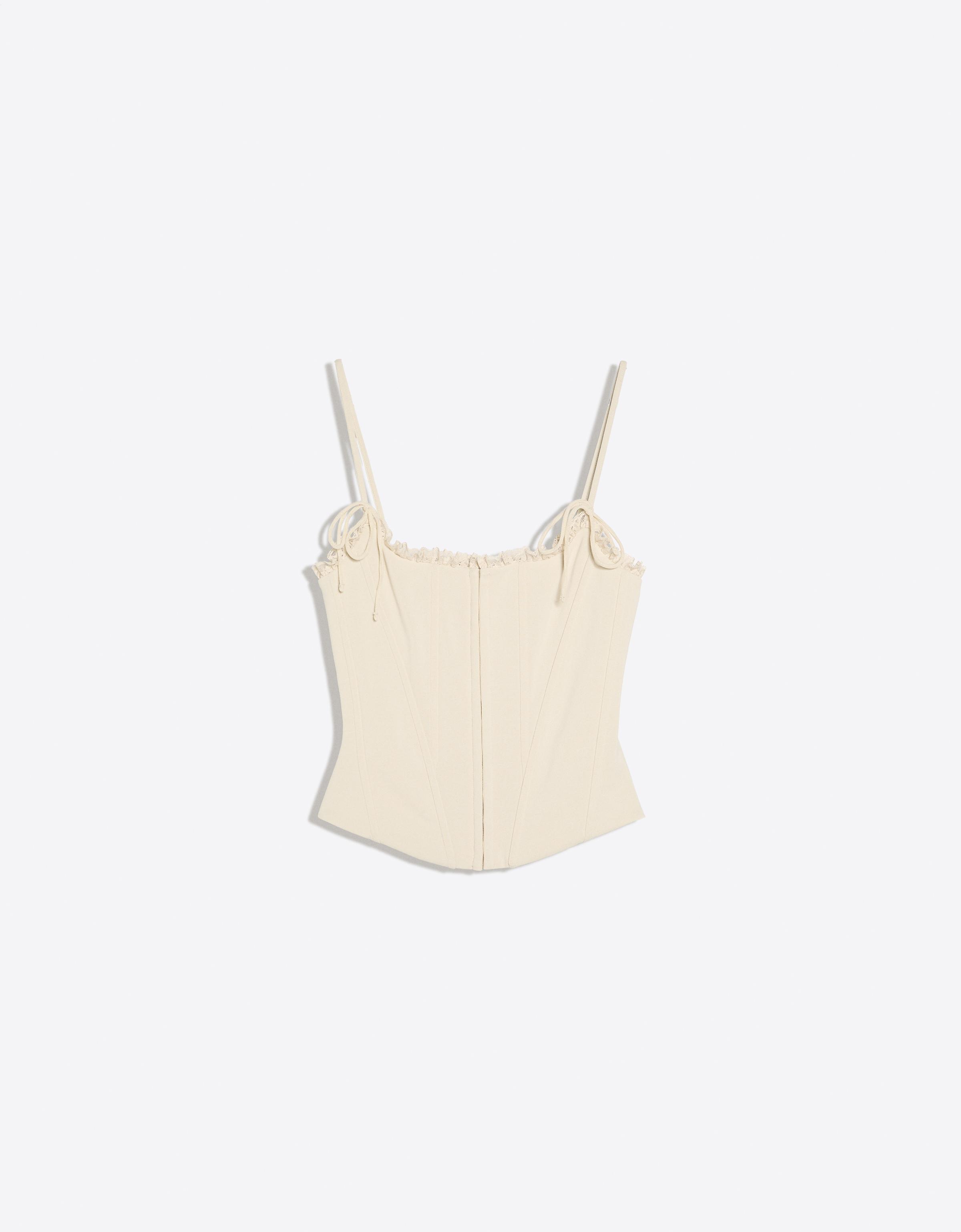 Corset top with straps — Beige