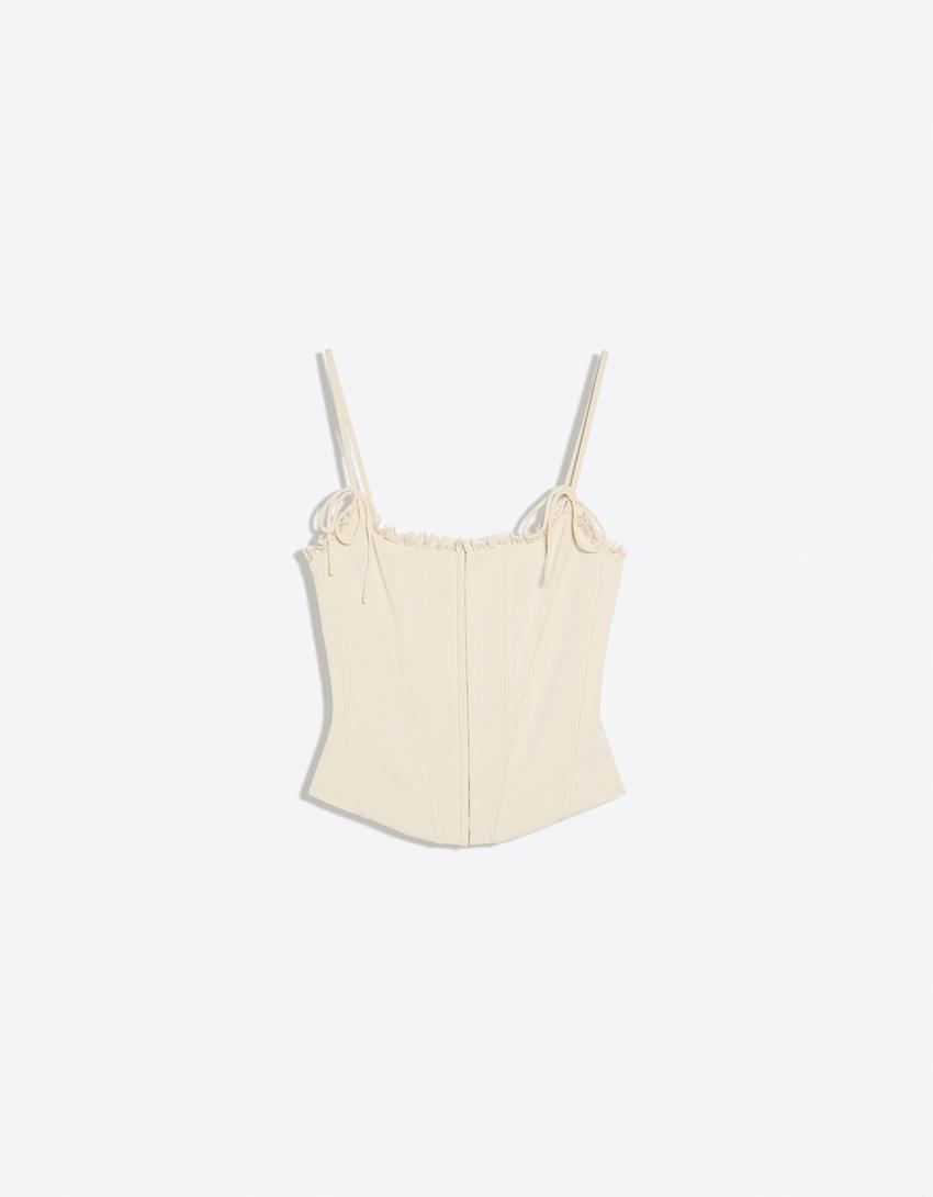 Corset strappy top-Beige