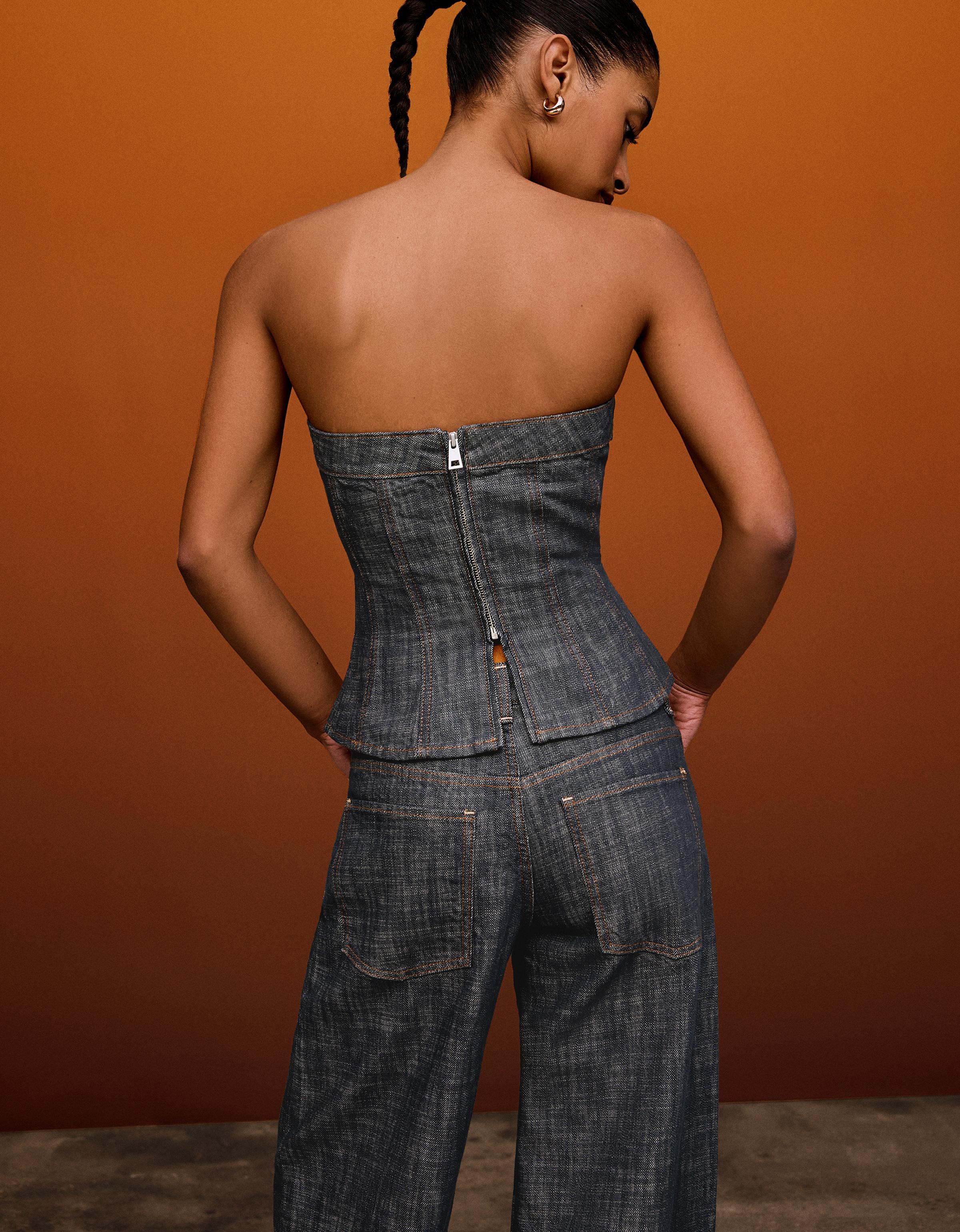 Dokulu denim top - Görsel 26