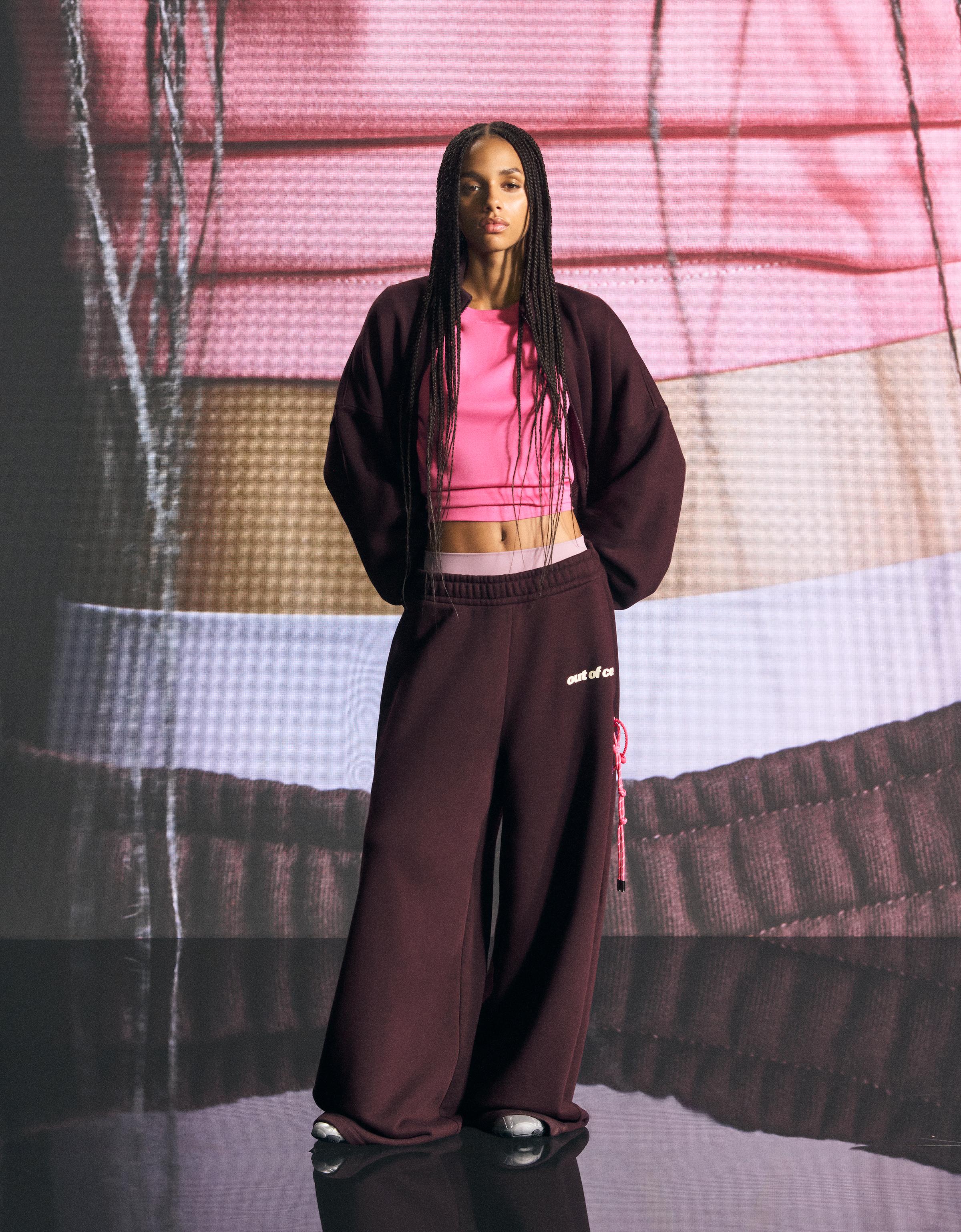 Bershka Balloon-Jogginghose Ohne Innenfutter Damen Xs-S Bordeaux