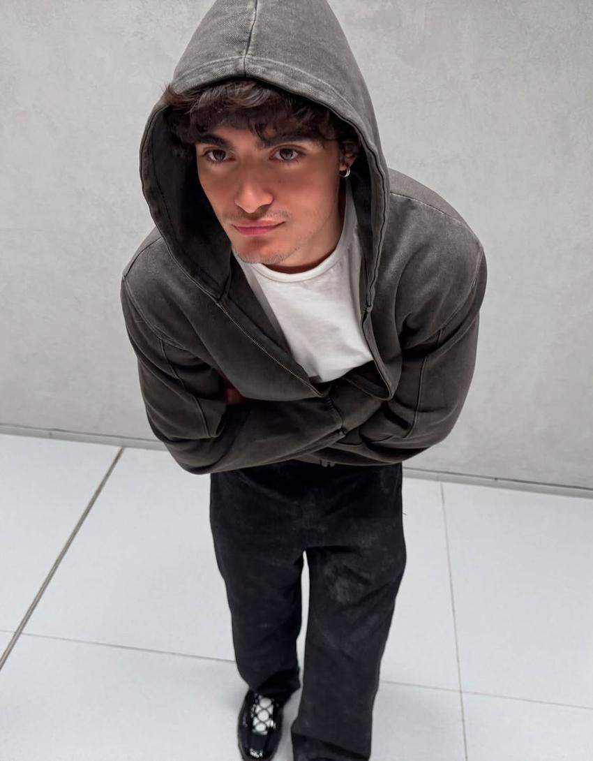 Baskılı super baggy pantolon-Siyah-4