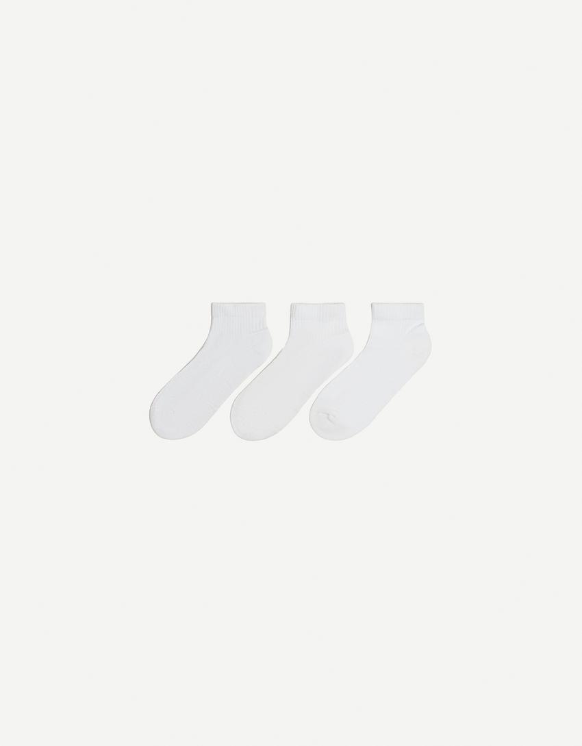 Pack de 3 pares de meias soquetes desportivas-Branco