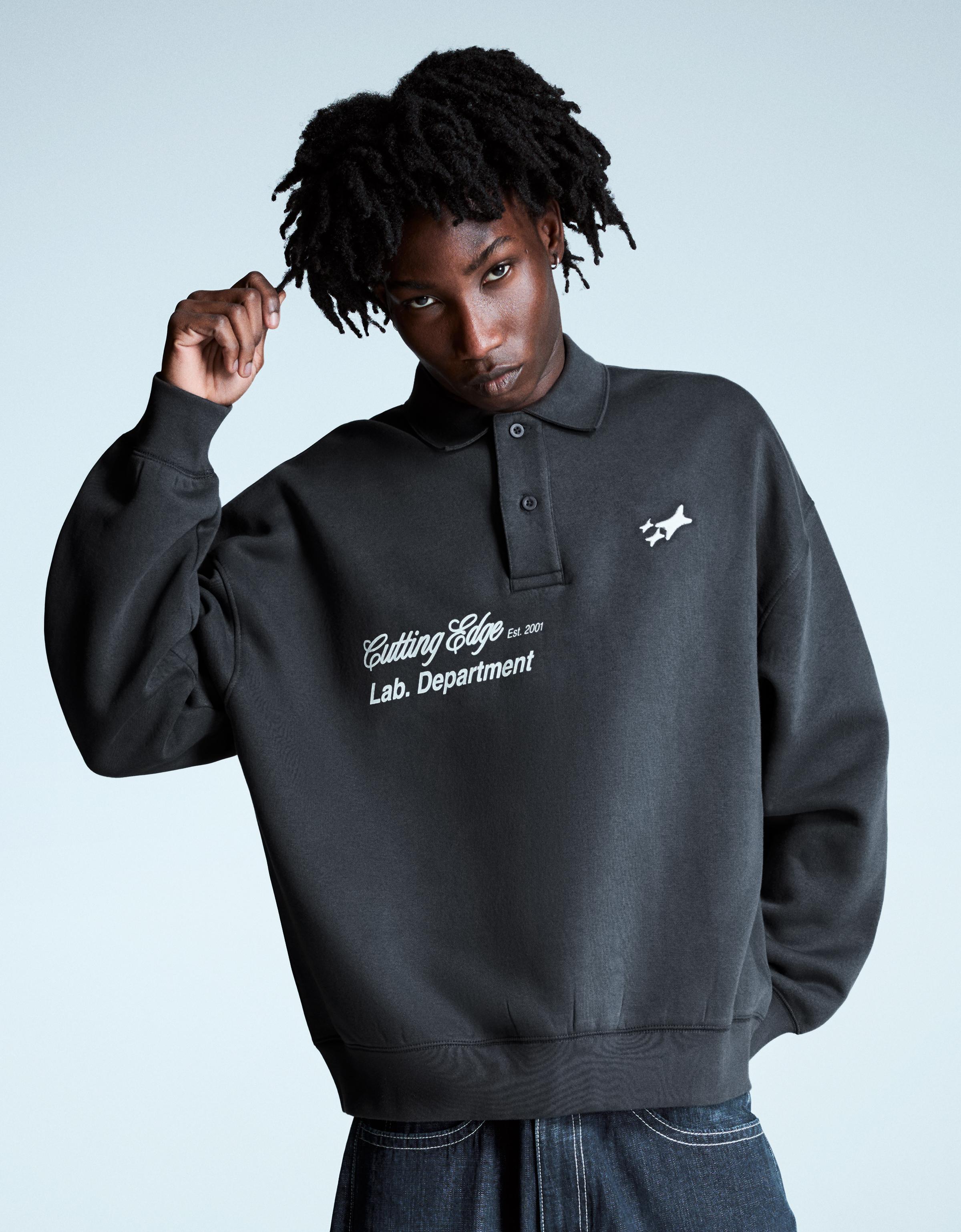 Bershka Polo Aus Plüsch Mit Print Herren S Blau