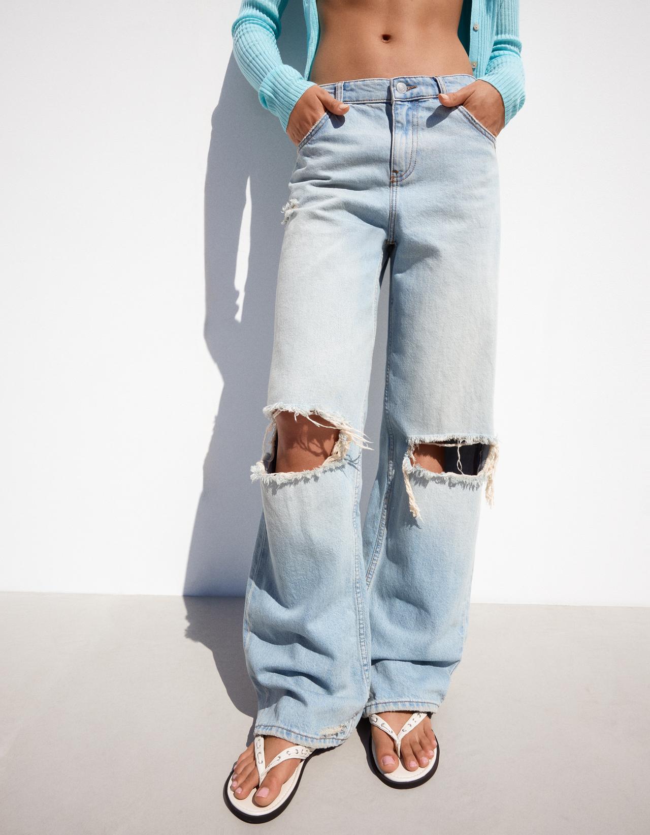 Studded flat slider sandals — WHITE