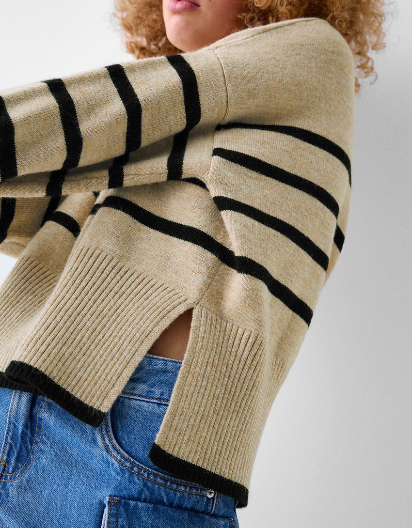 سويتر برقبة مستديرة-رملي-5