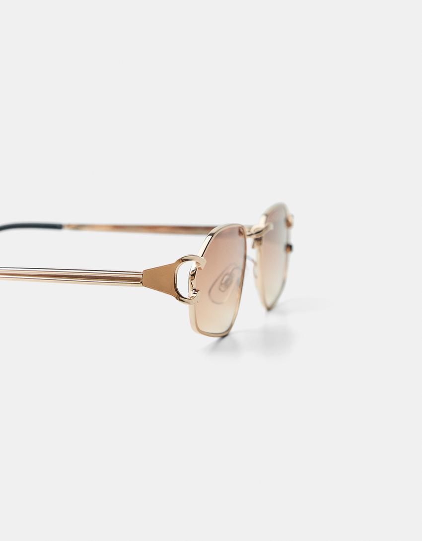 Lunettes de soleil en métal-Marron-2