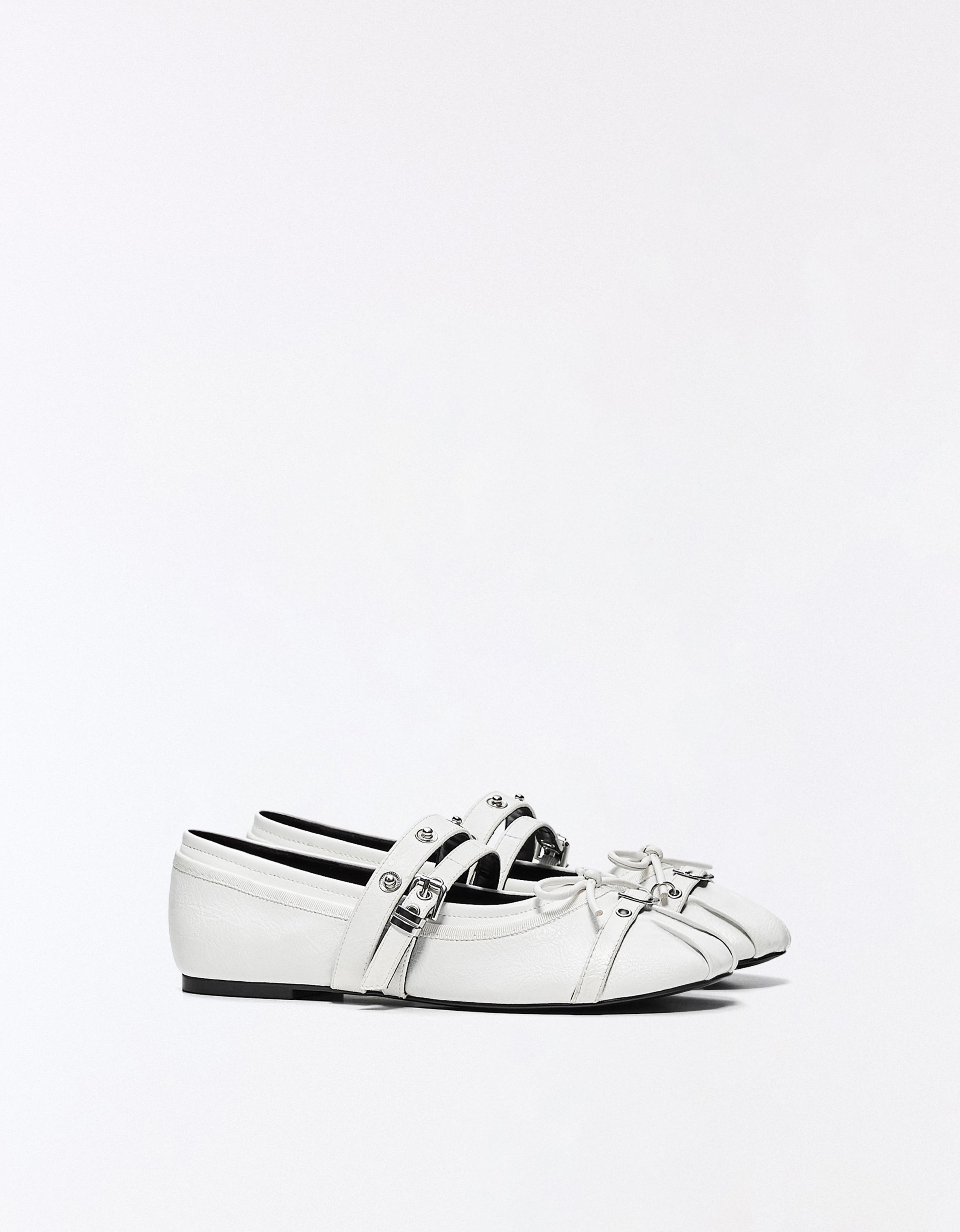 Bershka Bailarina Habillas Y Tachuelas Mujer 35 Blanco