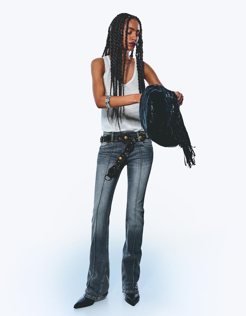 Low-rise bootcut jeans-Grey-0