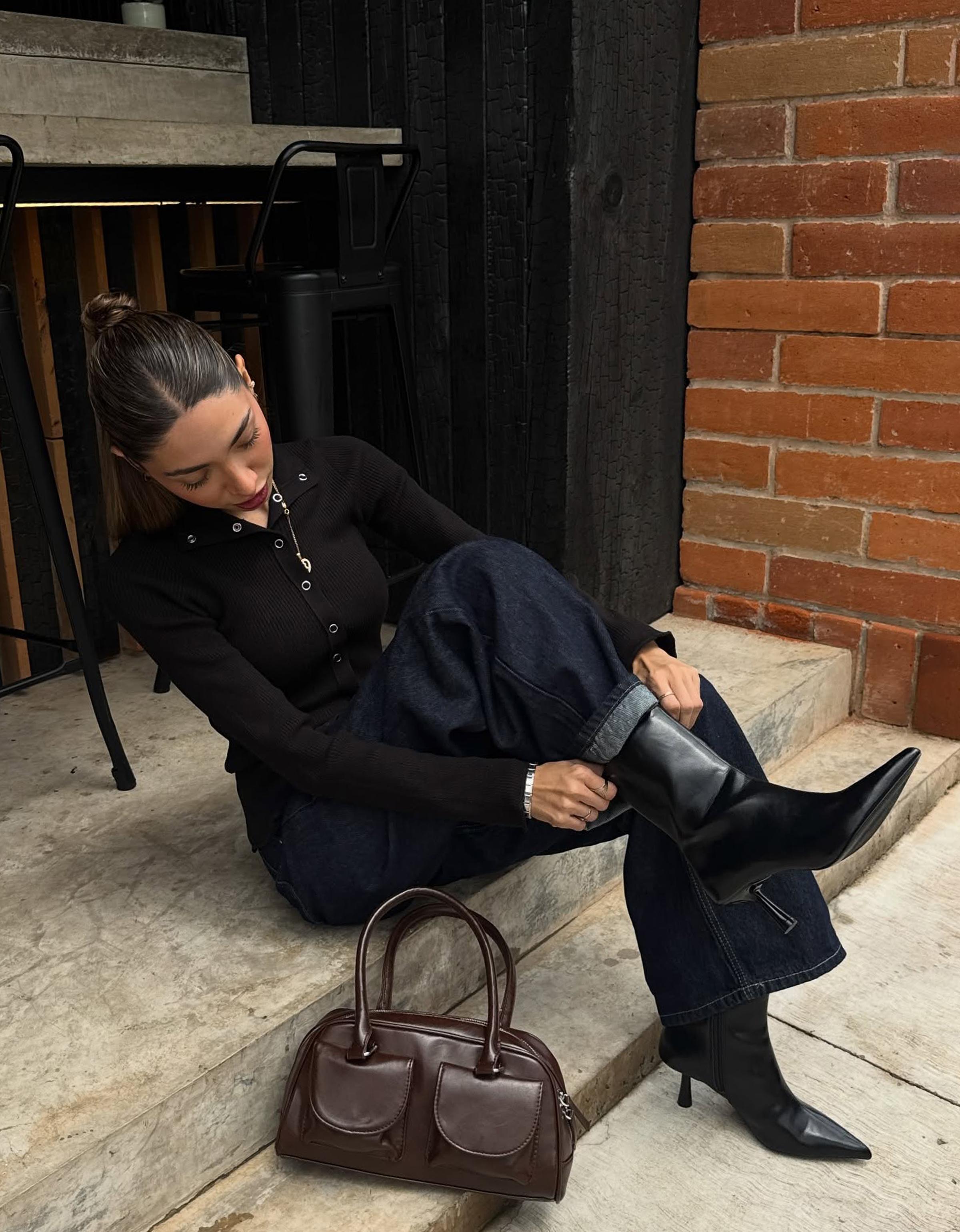 Bershka Bowlingtasche Damen Braun