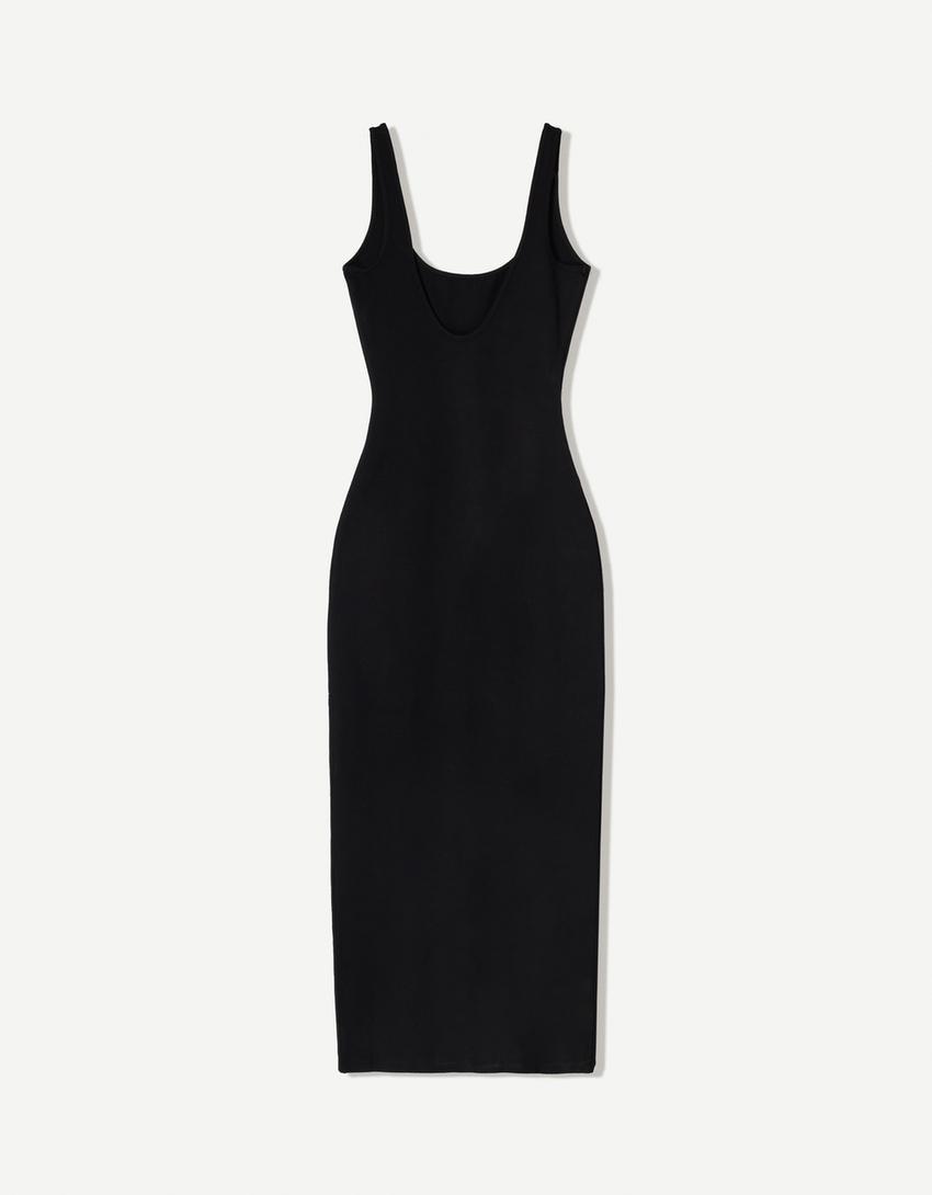 Vestido midi tirantes-Negro