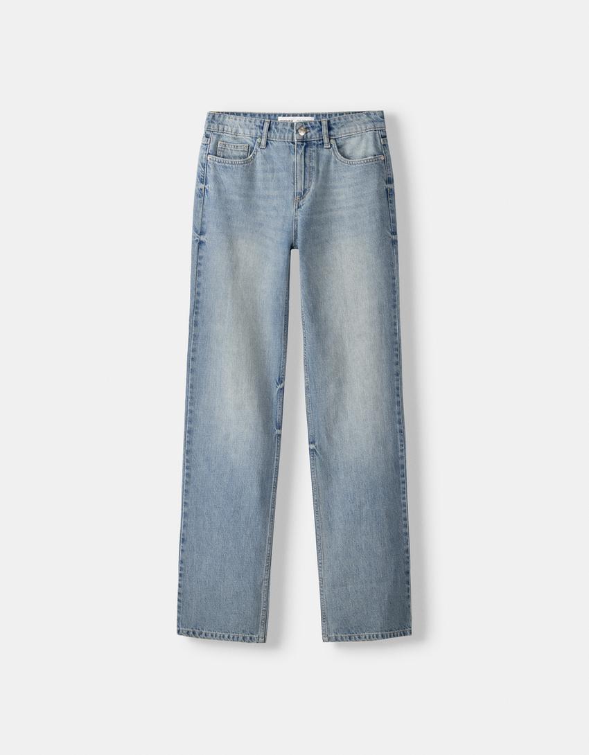 Jean regular taille basse-Bleu lavé-4