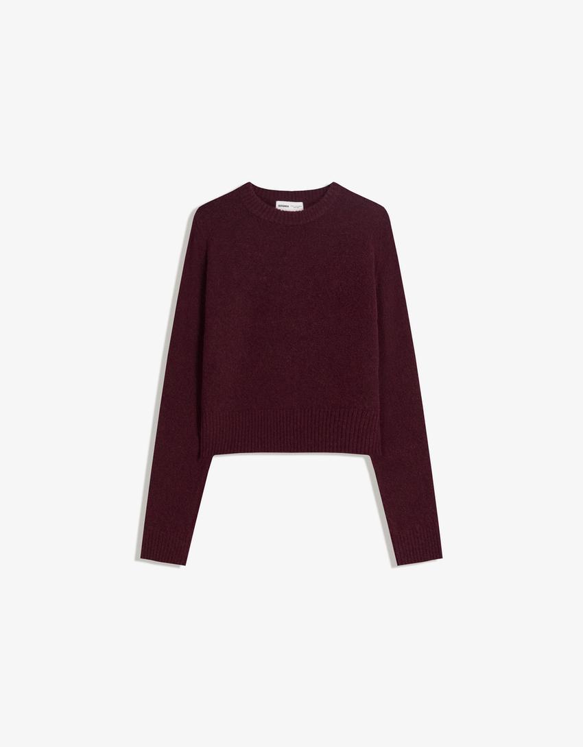 Jersey cuello redondo-Burdeos
