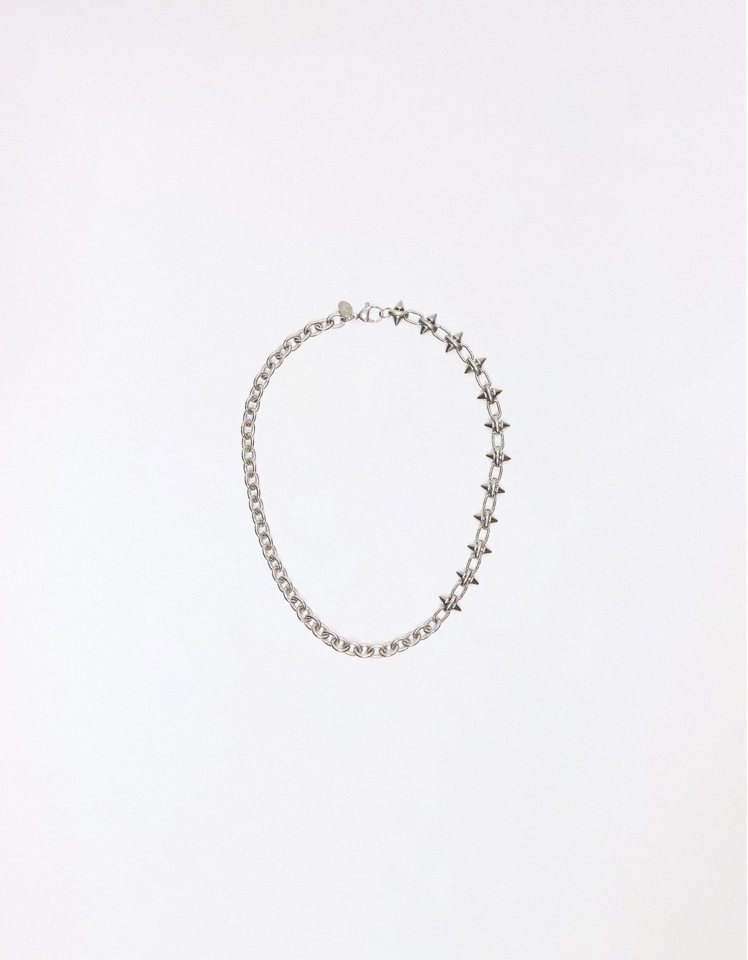 Mixed-material steel chain — Silver