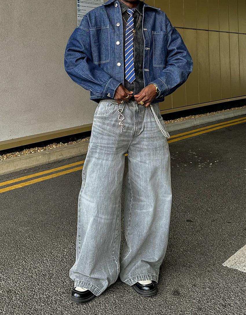 Mega baggy jeans-Dark grey