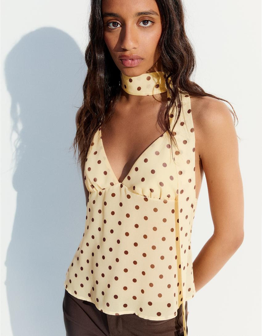 Top tirantes con pañuelo-Amarillo