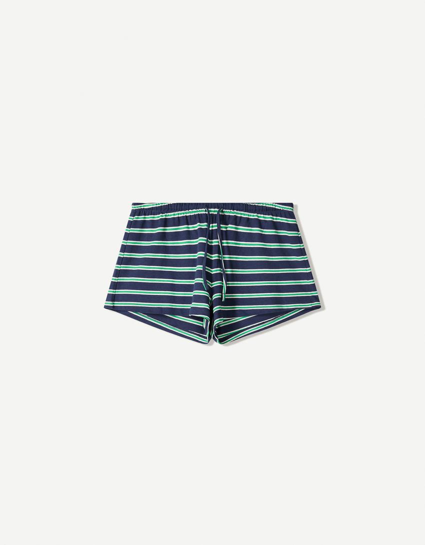 Shorts in felpa con vita elasticizzata-Marino-4