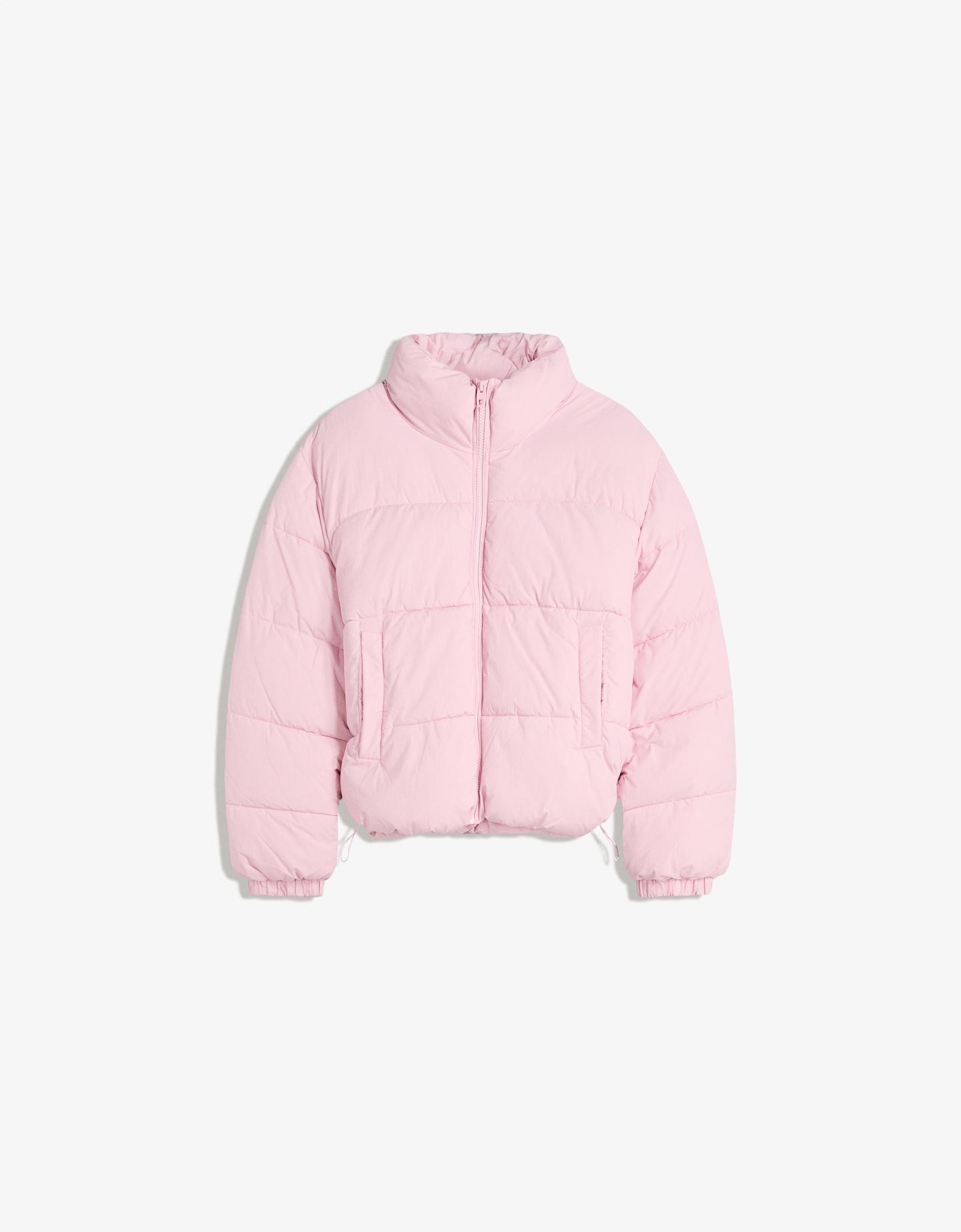 Bershka puchowa kurtka różowy