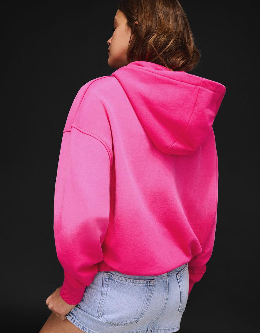 Oversize zip-up hoodie-Fuchsia