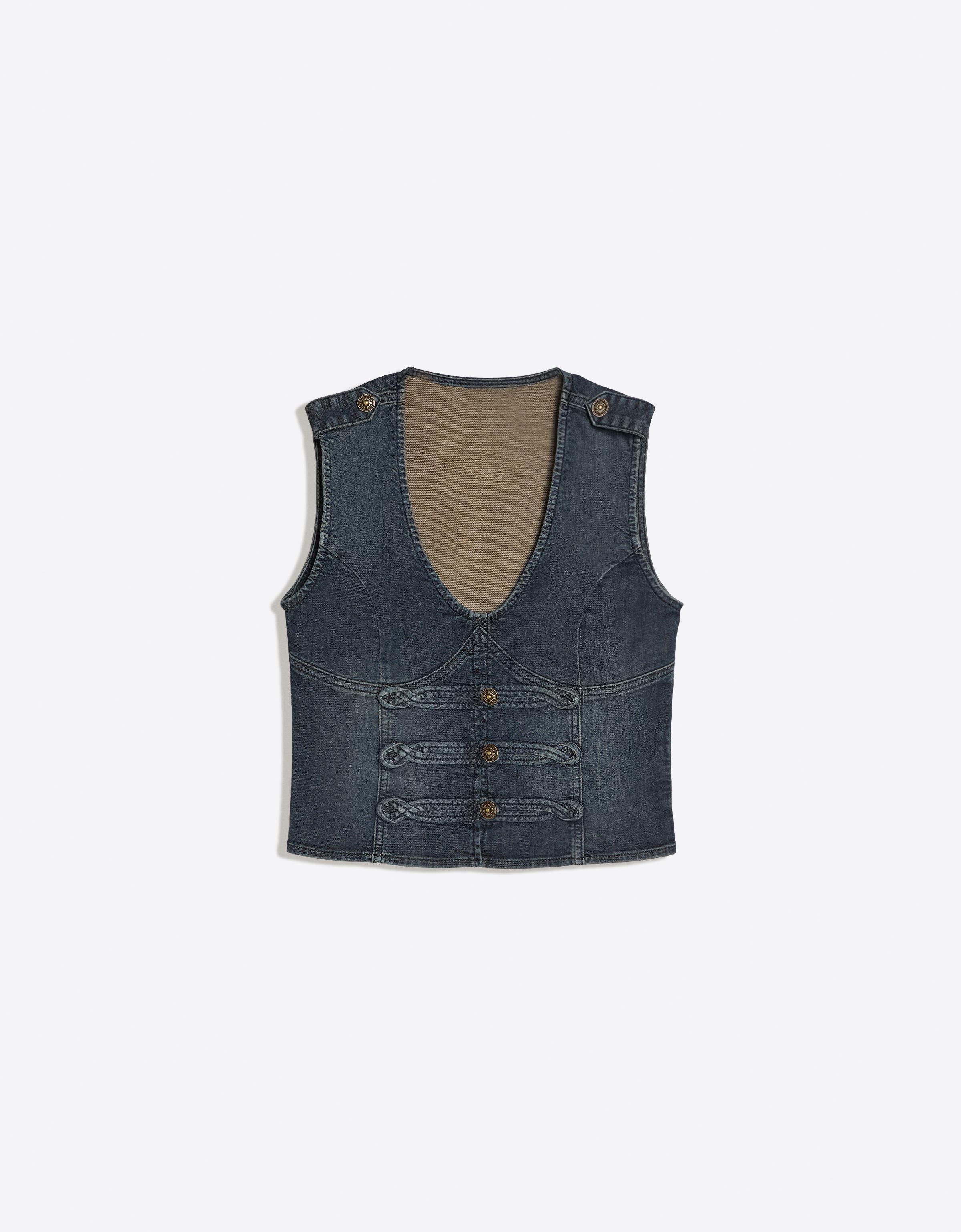 Button-up denim gilet — Light blue
