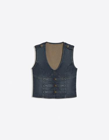 Button-up denim gilet — Light blue 5