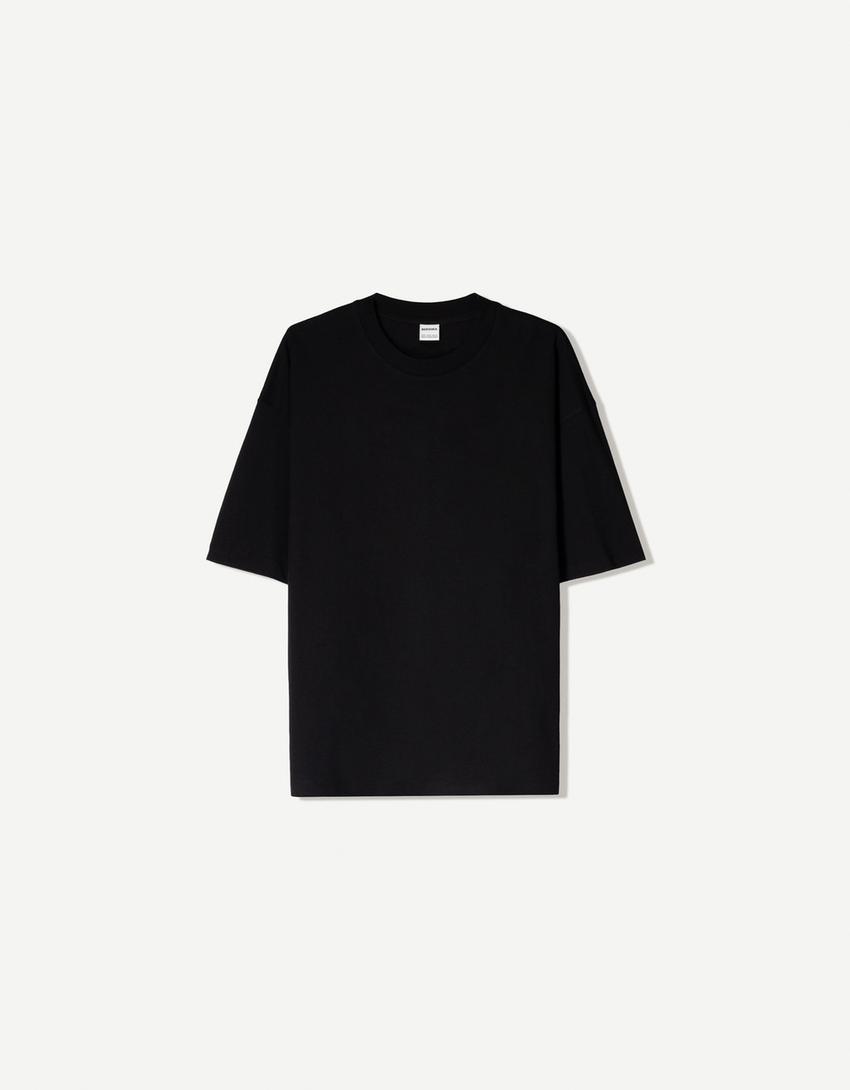 Rövid ujjú oversize póló-Fekete-4