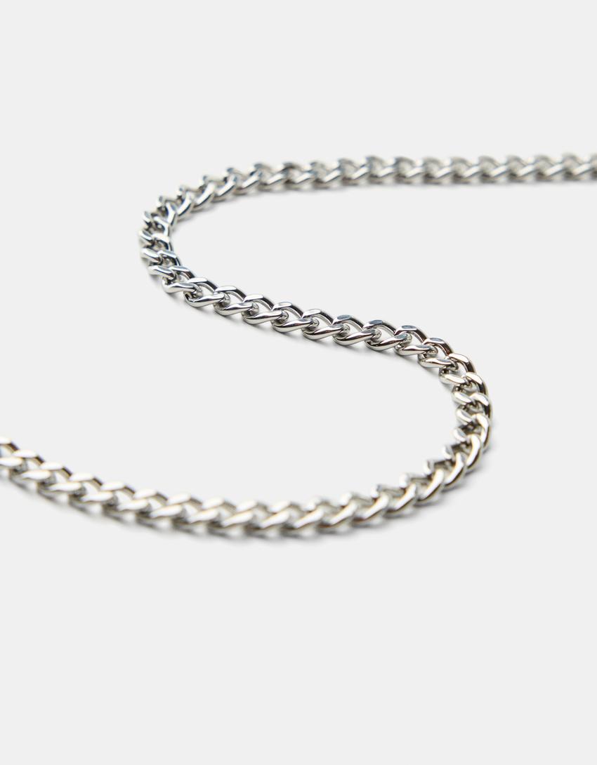 Stainless steel chain link necklace-Silver