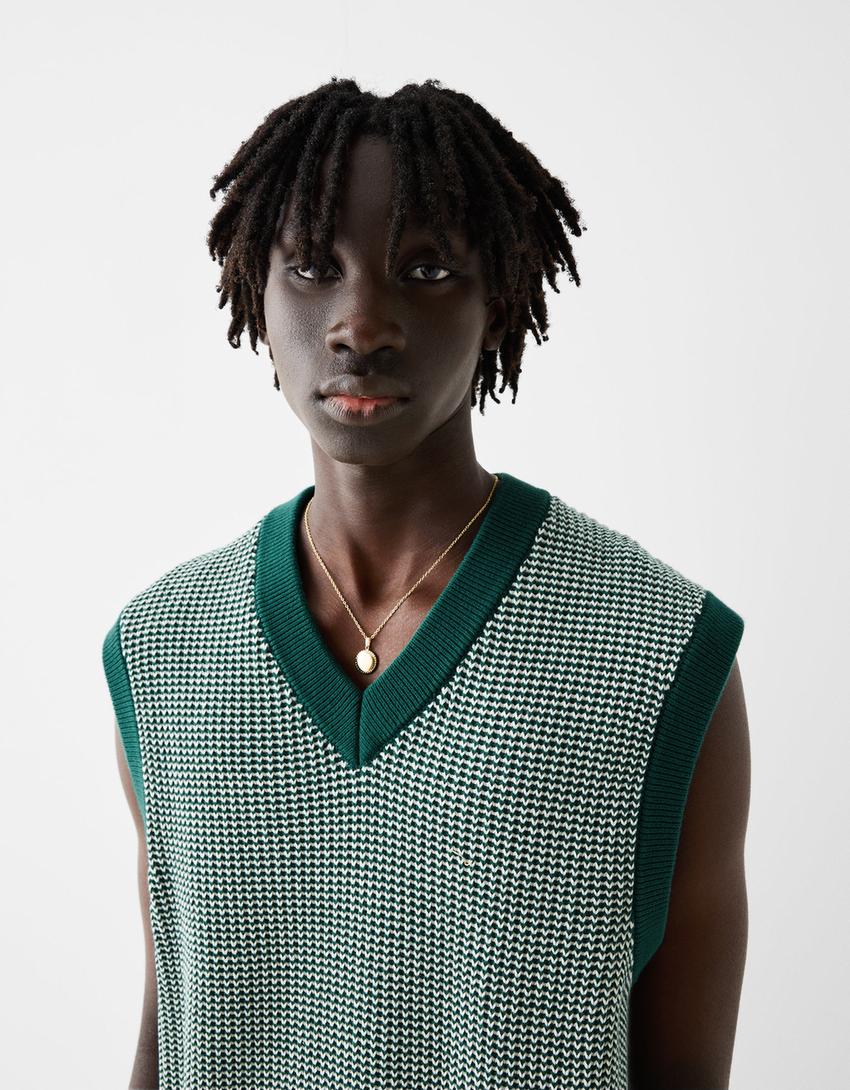Gilet sans manches texture-Vert-2