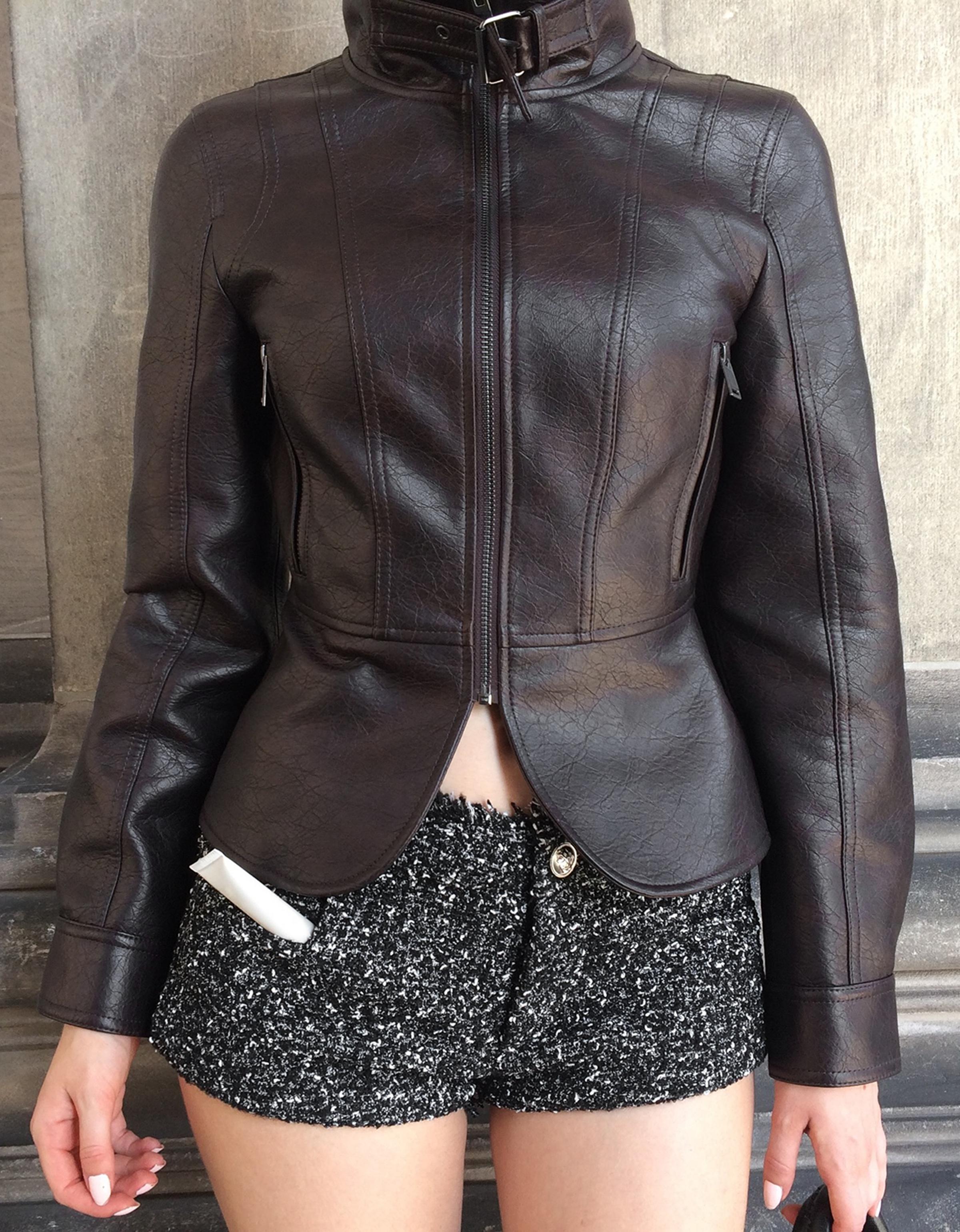 Bershka Peplum suni deri ceket görsel 5