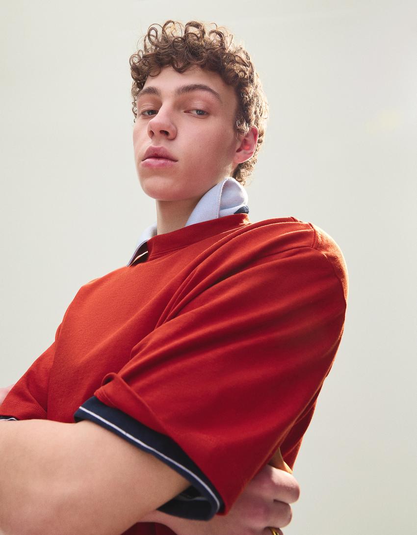 Boxy short sleeve T-shirt-Coral