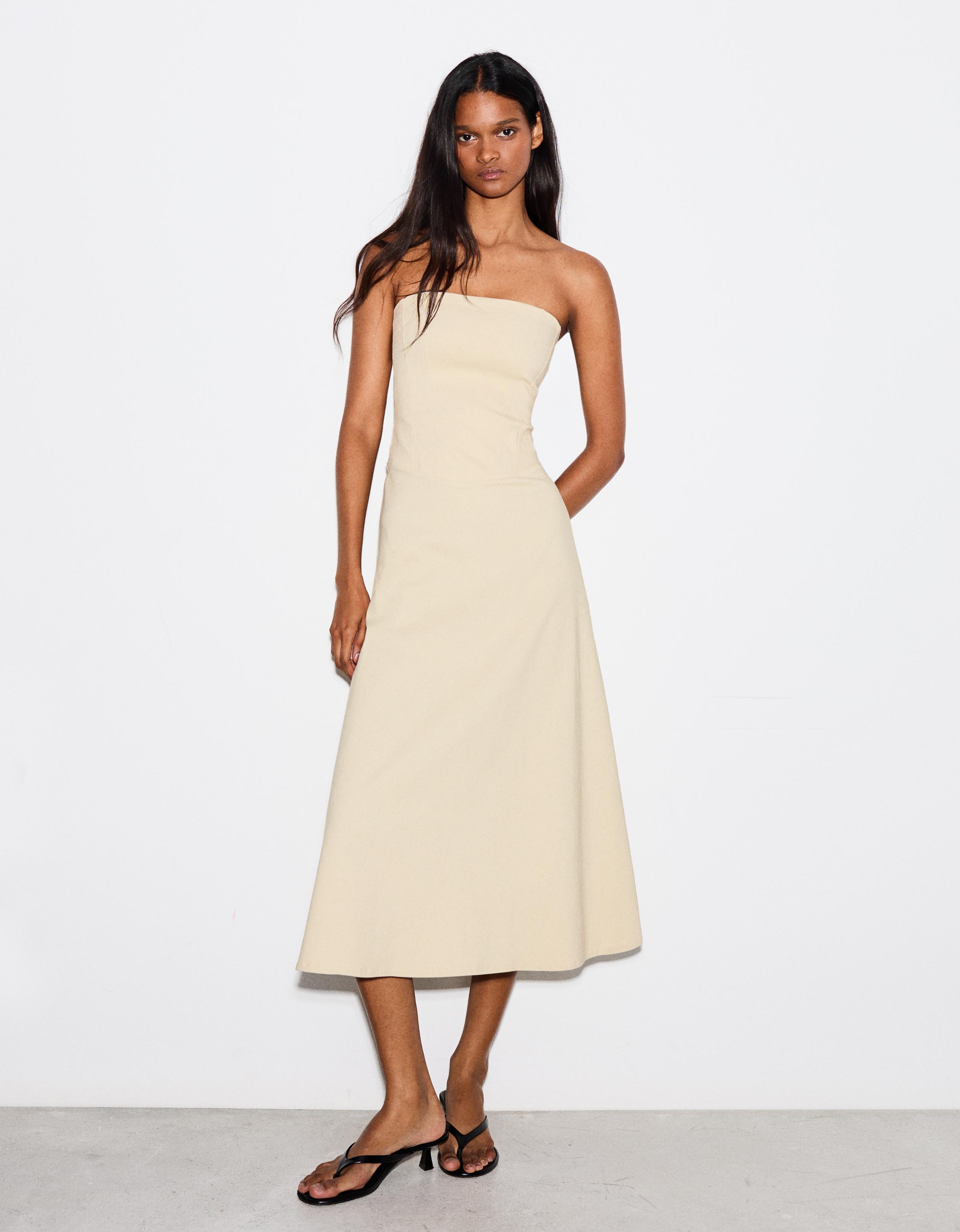 Bandeau midi dress — Sand