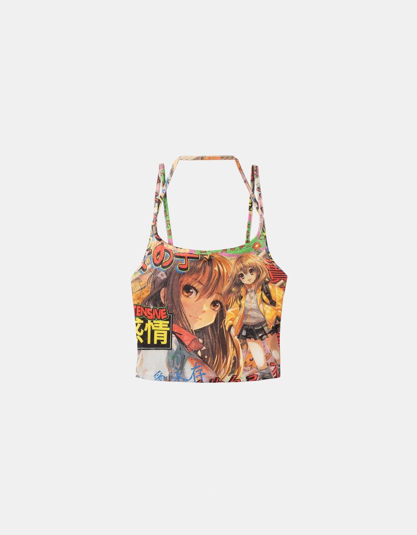 Strappy anime top-Black-4