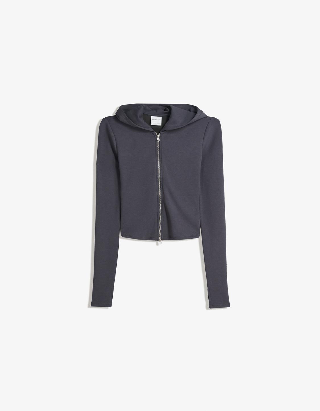 Soft modal blend zip-up hoodie