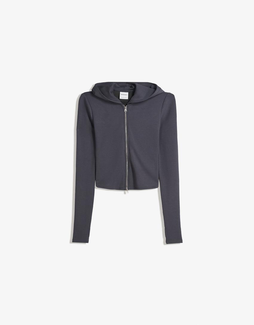 Zip-up hoodie-Gris-0