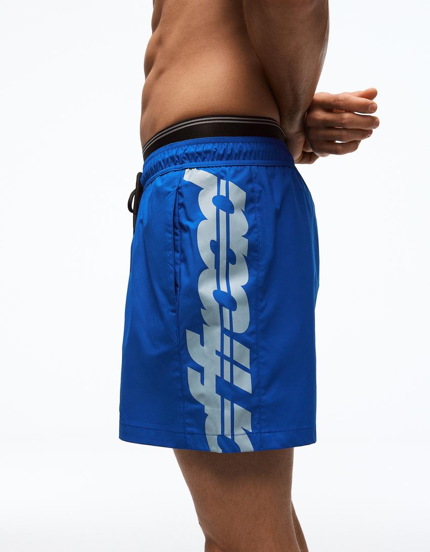 Badeanzug Boxy Print mit doppelter Taille-Dunkelblau