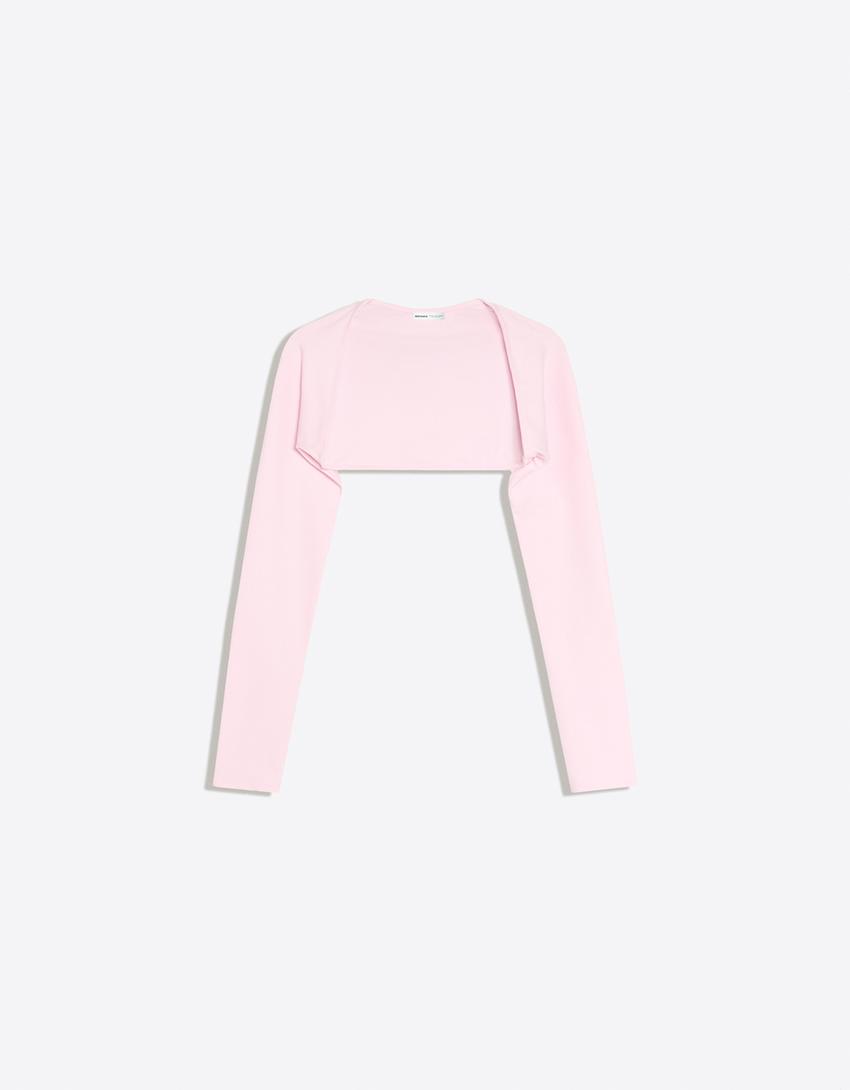 Long-sleeved bolero jumper jacket-Pink