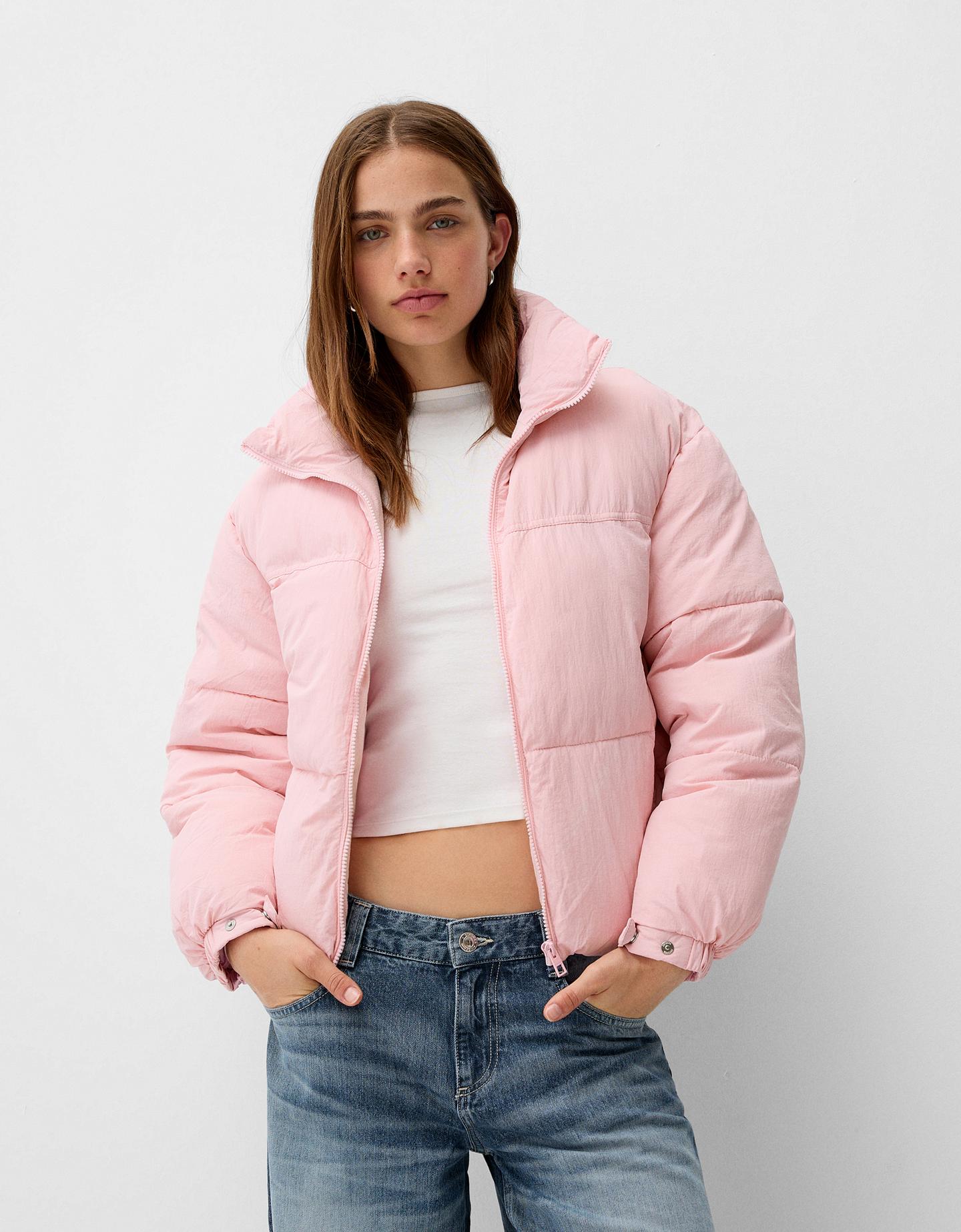 Bershka Cazadora Puffy Mujer 10-12 Rosa