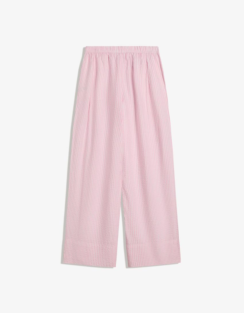 Pantalón wide leg textura-Rosa-4