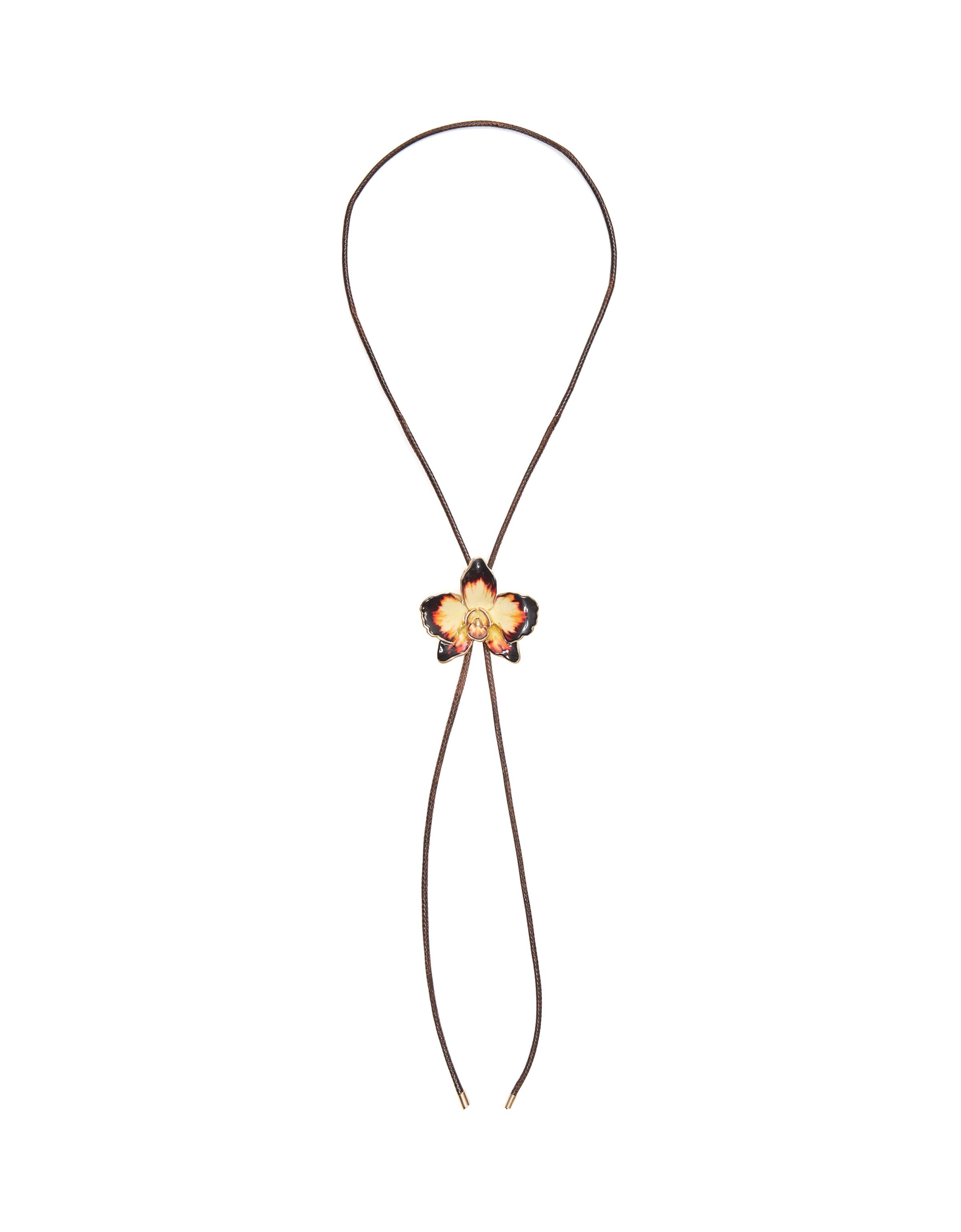 Adjustable flower cord necklace — Yellow