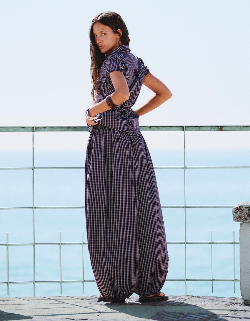 Pantalon bloomer popeline-Grenat