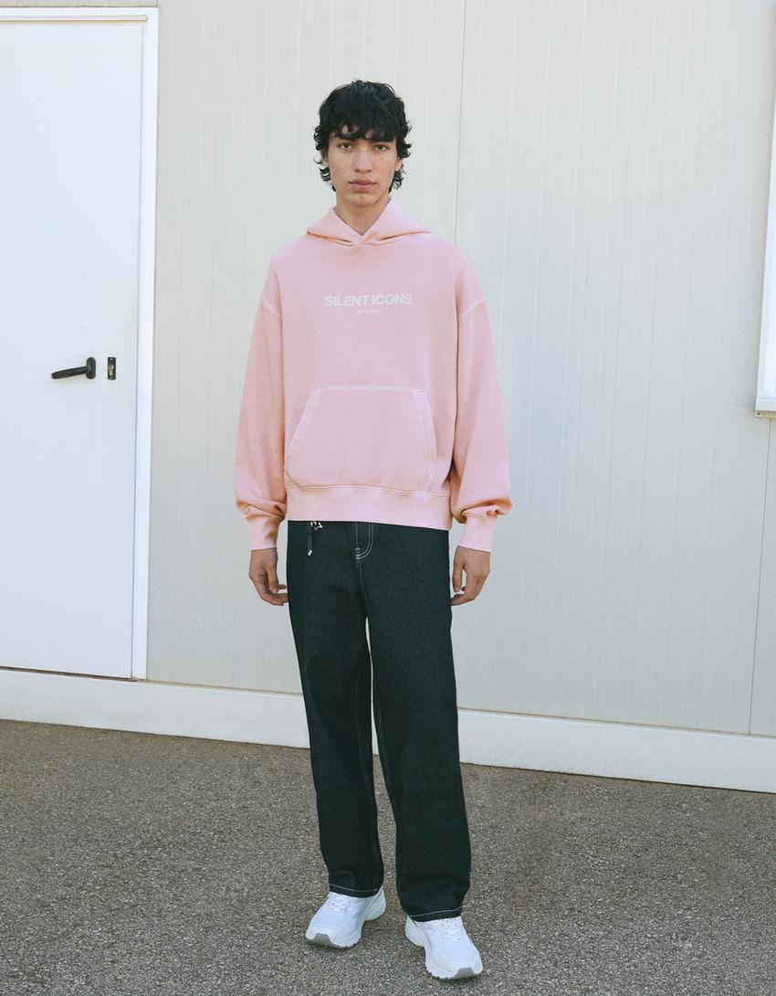 Sweat à capuche imprimé-Rose