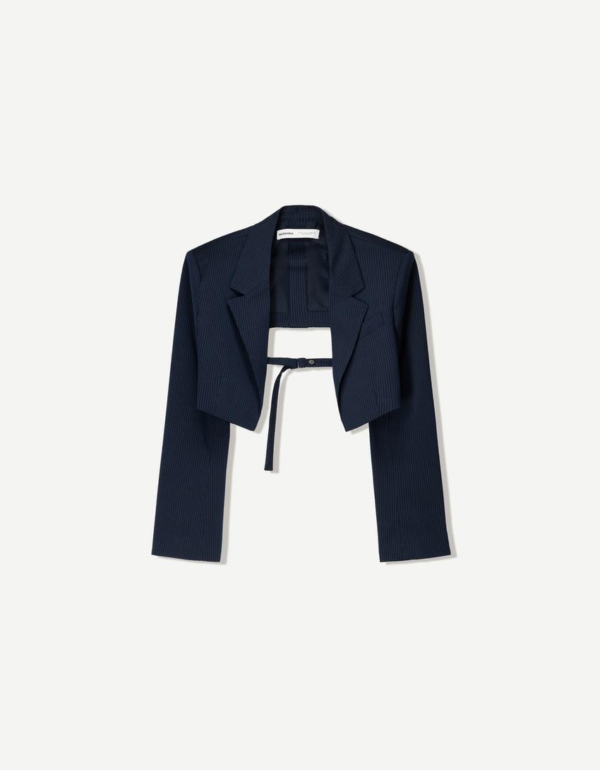Super cropped blazer-Navy