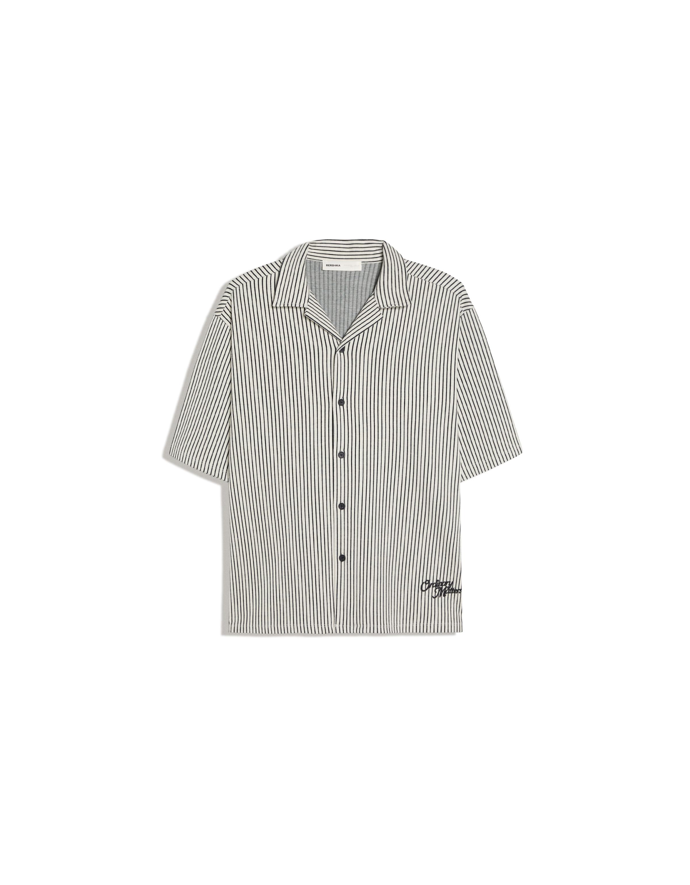 Short sleeve boxy print shirt — Navy