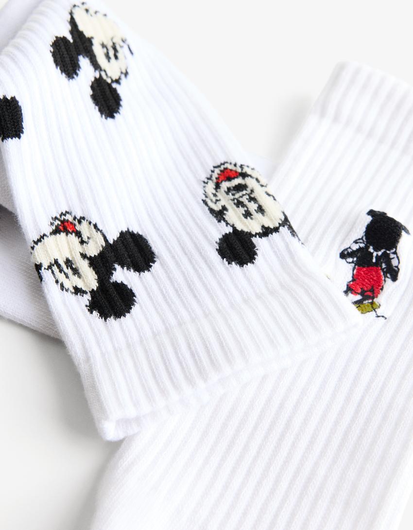 Lot de 2 chaussettes Mickey-Blanc