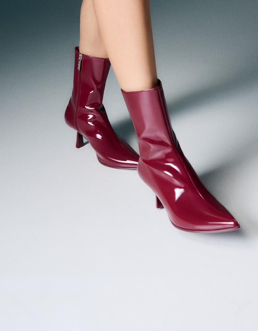 Bershka Red Pointy Booties Slingback Heels Ankle Bershka Red Heels