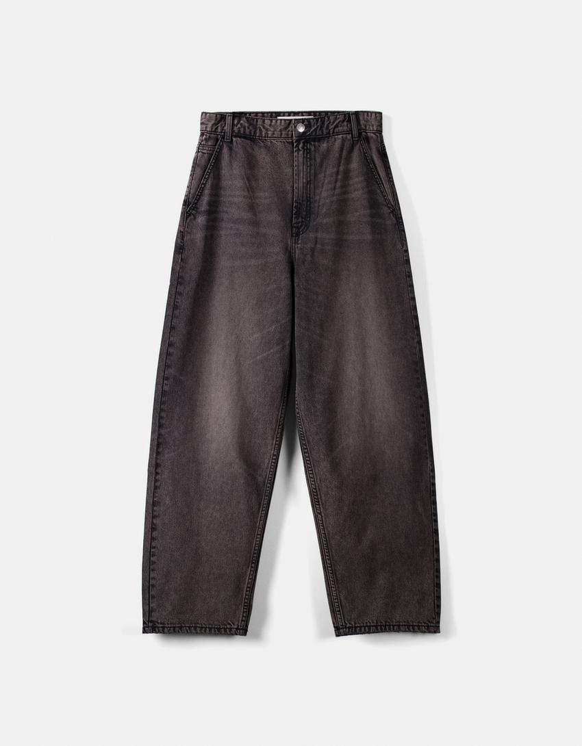 Jeans skater fit efeito lavado-Marrom-4