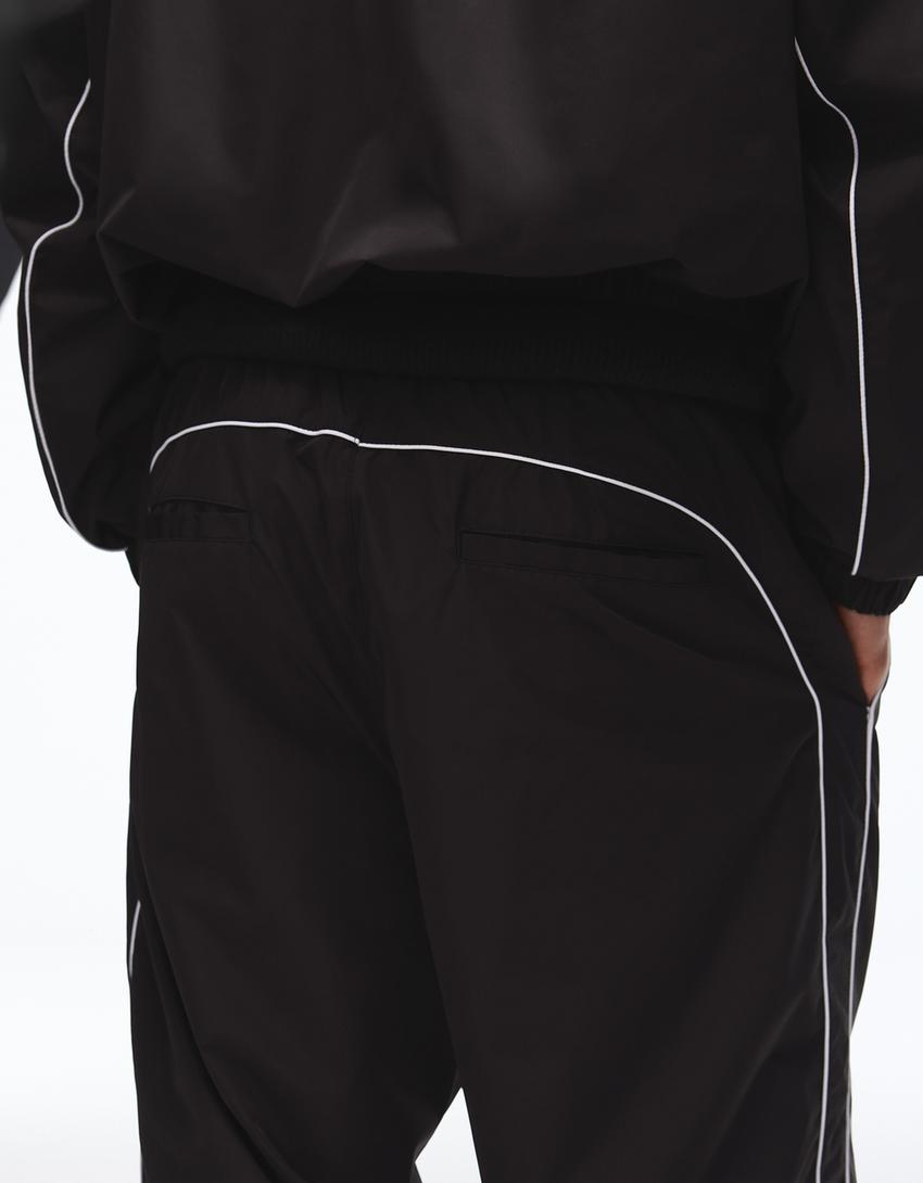 Super baggy technical trousers-Black